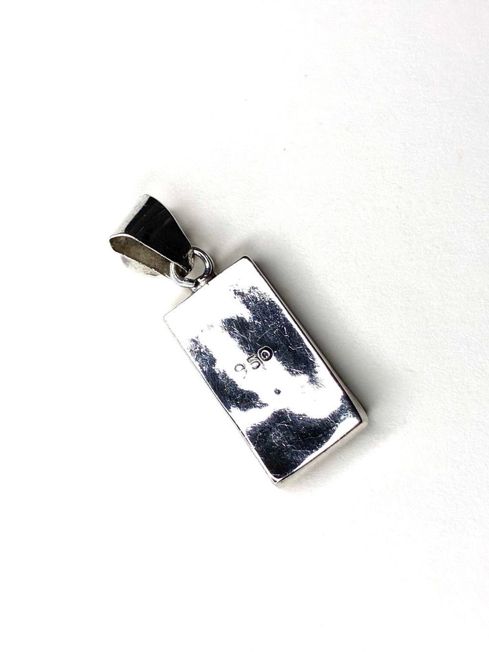Multi-Color Inlay Geometric Sterling Pendant - Picture 2 of 3